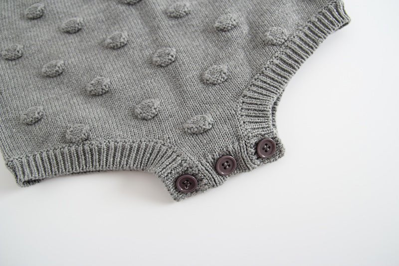 Knitted Romper Baby Sweater Romper $18.72 Dana Fashion Color: Grey Size: 100cm Baby Clothing Style: short climb Closed style: pullover Applicable gender: neutral/male and female Sleeve: Sleeveless Fabric name: Cotton Main fabric composition: cotton Main f