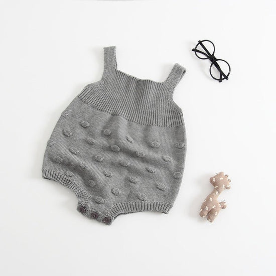 Knitted Romper Baby Sweater Romper $18.72 Dana Fashion Color: Grey Size: 100cm Baby Clothing Style: short climb Closed style: pullover Applicable gender: neutral/male and female Sleeve: Sleeveless Fabric name: Cotton Main fabric composition: cotton Main f