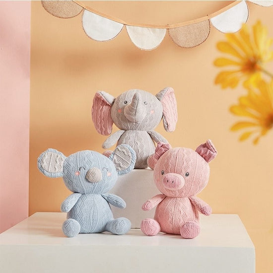 Knitted Wool Baby Toys To Appease The Doll Rabbit, Koala, Pig, Elephant $37.42 Dana Fashion Color: Elephant Size: 20cm Toys & Hobbies Product Information Genus Category: Plush Doll Modeling Category: Animal Whether The Modeling Is Cartoon Or Animation: No