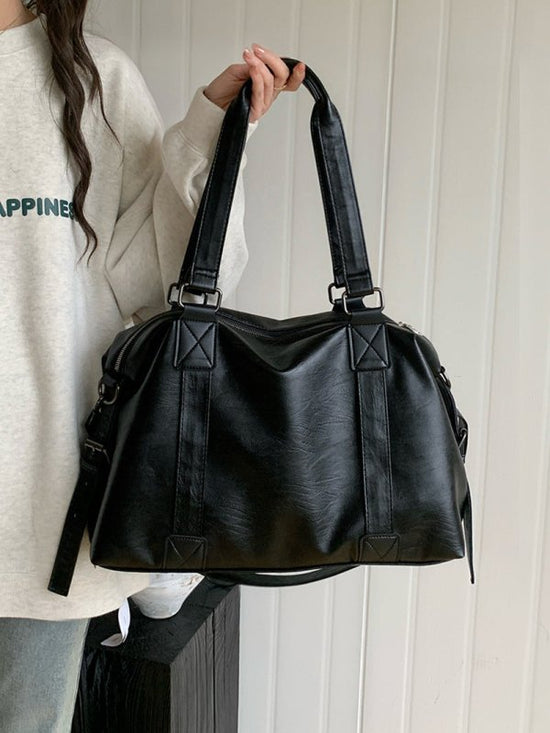 Korean Casual Portable Large-capacity Luggage Bag $45.50 Dana Fashion Color: Black Women's Bags Product information: Lining text: Polyester Applicable scenario: leisure travel Color: black, cream white, brown Outer bag type: split pocket Hardness: soft Ma
