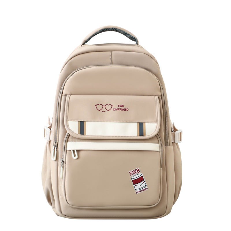 Korean Style Backpack Simple Good-looking Backpack Girls' Large Capacity $45.50 Dana Fashion Color: Khaki Women's Bags Product information: Lining texture: Polyester Applicable scenario: leisure travel Color: wine red, blue, black, purple, khaki Applicabl