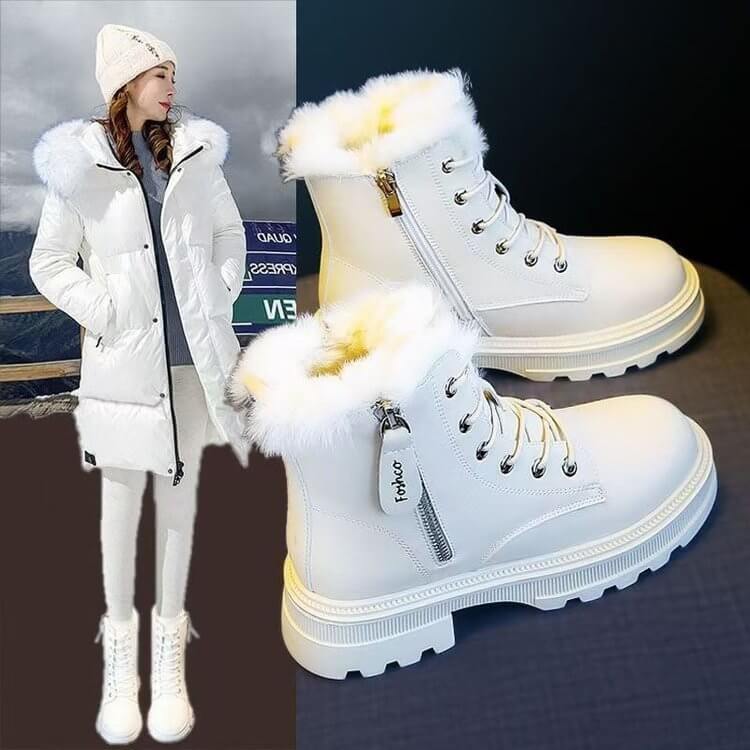 Korean Version Fleece-lined Autumn And Winter High-top Cotton Boots $44.90 Dana Fashion Color: Black Size: 35 Women's shoes Product information: Pattern: solid color Lining material: Leather Color: black, white Heel height: mid heel (3-5CM) Length of sock