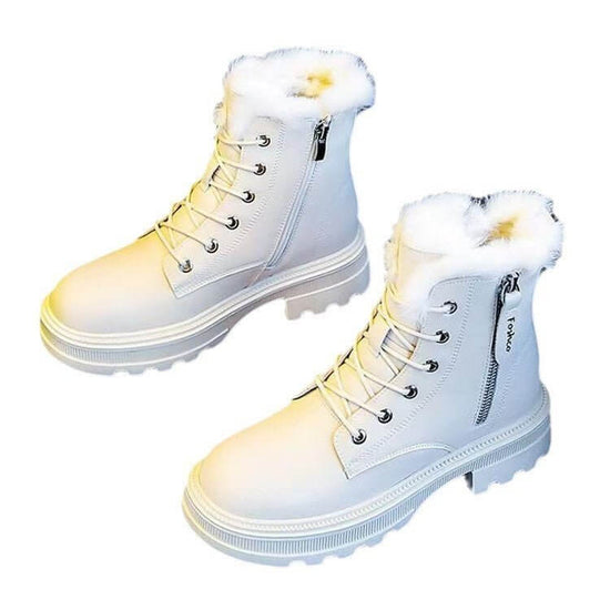 Korean Version Fleece-lined Autumn And Winter High-top Cotton Boots $44.90 Dana Fashion Color: Black Size: 35 Women's shoes Product information: Pattern: solid color Lining material: Leather Color: black, white Heel height: mid heel (3-5CM) Length of sock
