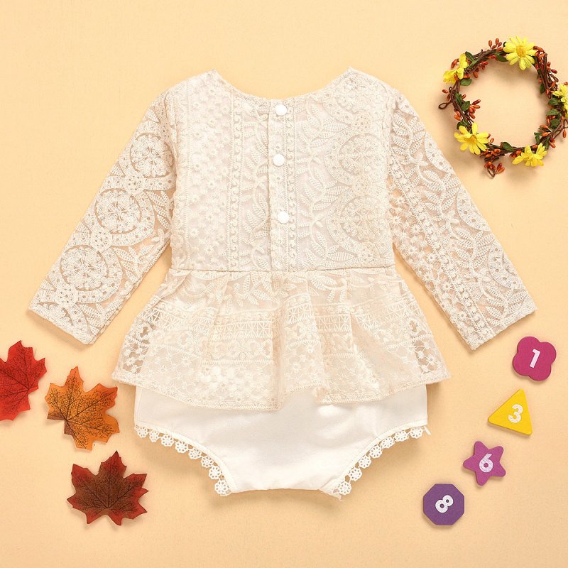 Lace baby jumpsuit $15.80 Dana Fashion Color: Beige Style: Long sleeve Size: 100cm Baby Clothing Sleeve length: long sleeve, sleeveless Suitable season: Spring Fabric name: Cotton Main fabric composition content: 65 (%) Closed style: concealed buckle Styl