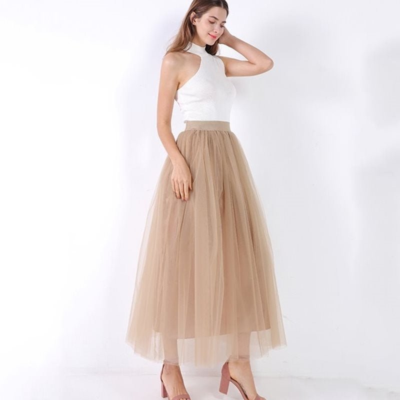 Lace Princess Tulle Long Drees Tutu Skirts For Women $55.00 Dana Fashion Color: Khaki Size: One size Women's clothing Product information: Product Category: Skirt Applicable people: female Pattern: plain Skirt length: long skirt Size Information: Size: on