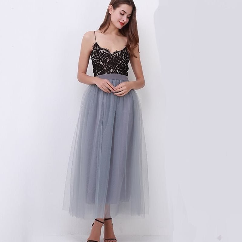 Lace Princess Tulle Long Drees Tutu Skirts For Women $55.00 Dana Fashion Color: Grey Size: One size Women's clothing Product information: Product Category: Skirt Applicable people: female Pattern: plain Skirt length: long skirt Size Information: Size: one