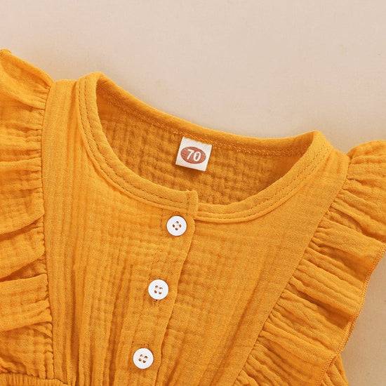 Lace Sleeve Double-Sided Ruffled Triangle Romper $27.38 Dana Fashion Color: Green Child size: 100cm Baby Clothing Specification: Sleeve: Sleeveless For the season: Summer Thickness: General Main fabric composition: Cotton Main fabric ingredient content: 9