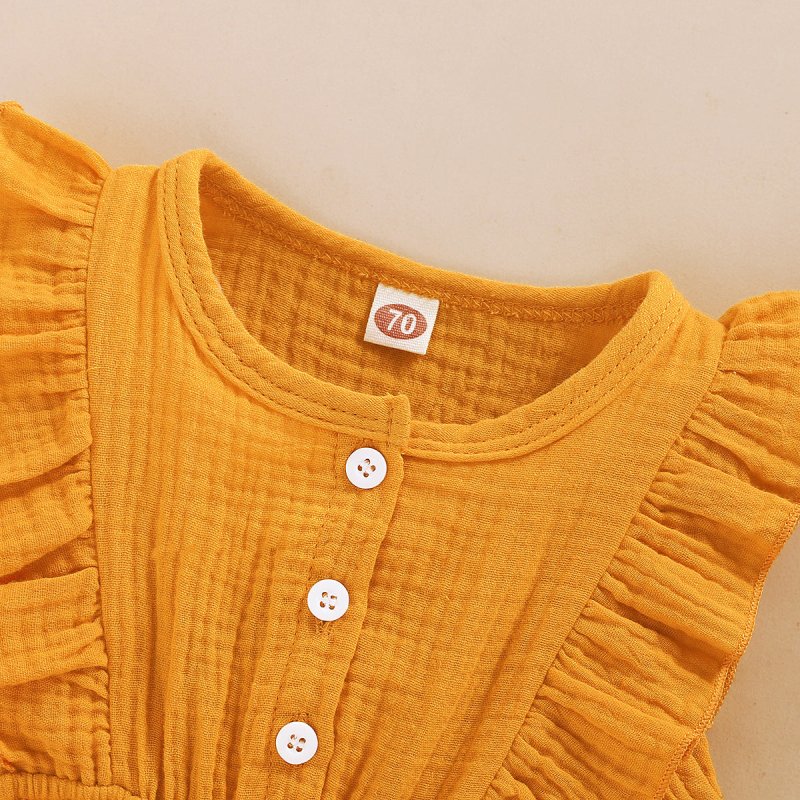 Lace Sleeve Double-Sided Ruffled Triangle Romper $27.38 Dana Fashion Color: Green Child size: 100cm Baby Clothing Specification: Sleeve: Sleeveless For the season: Summer Thickness: General Main fabric composition: Cotton Main fabric ingredient content: 9