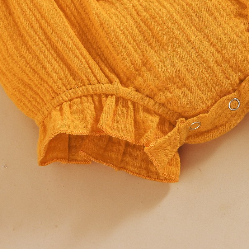 Lace Sleeve Double-Sided Ruffled Triangle Romper $27.38 Dana Fashion Color: Green Child size: 100cm Baby Clothing Specification: Sleeve: Sleeveless For the season: Summer Thickness: General Main fabric composition: Cotton Main fabric ingredient content: 9