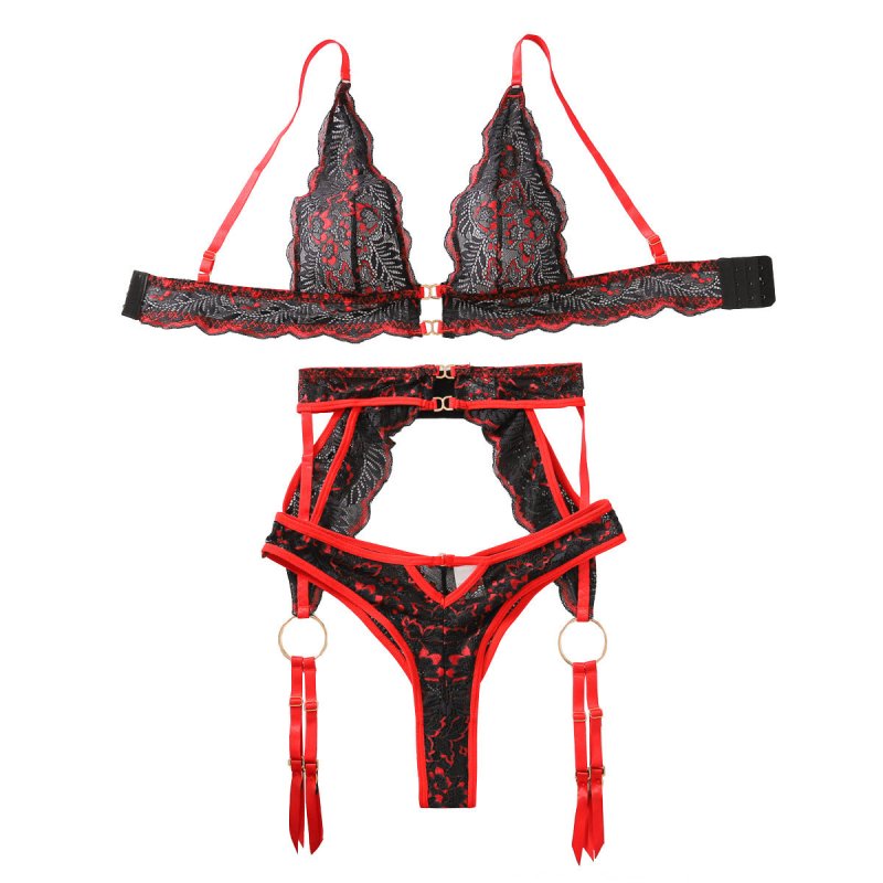 Lace Split Underwear Suit Women $50.00 Dana Fashion Color: Black And Red Size: L Women's clothing Product information: Thickness: ultra-thin Color: Black and Red Main fabric composition: Polyester Fiber Size: S,M,L Function: waist support, shaping, gather