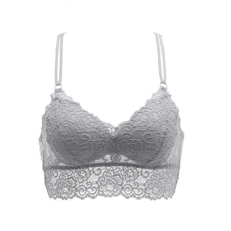 Lace underwear women without steel ring $79.00 Dana Fashion Color: Grey Size: A70 Women's clothing fabric composition Lace: 92% nylon + 8% spandex, cup lining: 100% polyester fiber 1. Asian sizes are 1 to 2 sizes smaller than European and American people.
