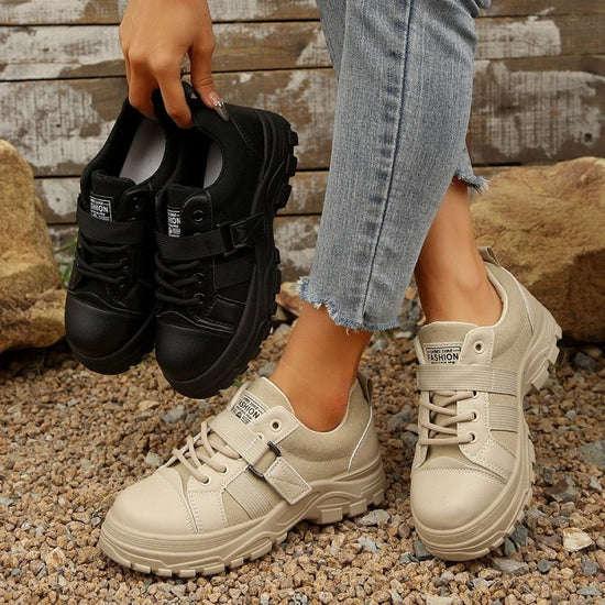 Lace-up Canvas Shoes With Hook Design Fashion Breathable Thick-soled Round-toe Casual Shoes For Women Sneakers $39.90 Dana Fashion Color: Black Size: Size36 Women's shoes Product information: Style: Casual Popular elements: Shallow mouth, leather stitchin
