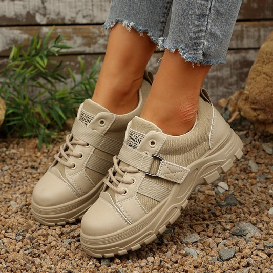 Lace-up Canvas Shoes With Hook Design Fashion Breathable Thick-soled Round-toe Casual Shoes For Women Sneakers $39.90 Dana Fashion Color: Black Size: Size36 Women's shoes Product information: Style: Casual Popular elements: Shallow mouth, leather stitchin