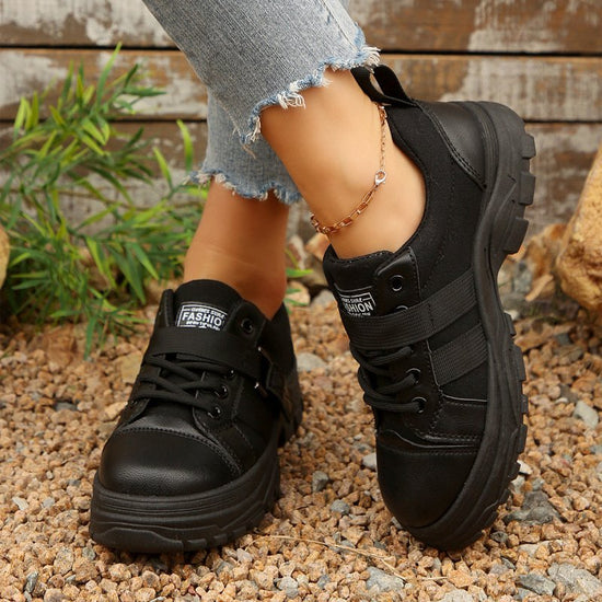 Lace-up Canvas Shoes With Hook Design Fashion Breathable Thick-soled Round-toe Casual Shoes For Women Sneakers $39.90 Dana Fashion Color: Black Size: Size36 Women's shoes Product information: Style: Casual Popular elements: Shallow mouth, leather stitchin