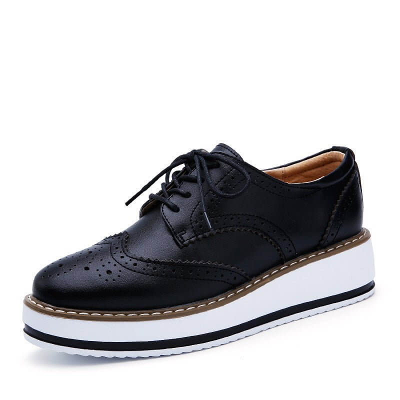 Lace-up Flats Shoes Sports British Style $64.90 Dana Fashion Color: Matte black Size: 35 Women's shoes Overview: Unique design, stylish and beautiful. Good material, comfortable feet. A variety of colors, any choice. Specification: Toe shape: round head L