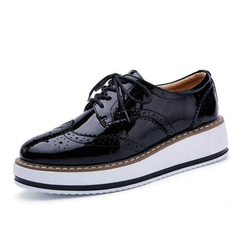 Lace-up Flats Shoes Sports British Style $64.90 Dana Fashion Color: Black Size: 35 Women's shoes Overview: Unique design, stylish and beautiful. Good material, comfortable feet. A variety of colors, any choice. Specification: Toe shape: round head Leather