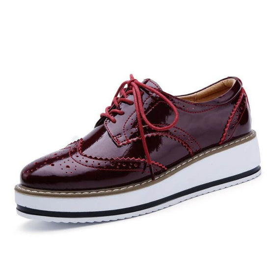 Lace-up Flats Shoes Sports British Style $64.90 Dana Fashion Color: Wine Red Size: 35 Women's shoes Overview: Unique design, stylish and beautiful. Good material, comfortable feet. A variety of colors, any choice. Specification: Toe shape: round head Leat