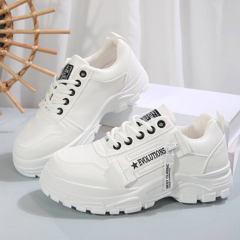 Lace-up Sports Shoes With Side-Zipper Design Fashion Thick-soled Round-toe Casual Shoes For Women Sneakers $38.82 Dana Fashion Color: Black Size: Size36 Women's shoes Overview: Unique design, stylish and beautiful. Good material, comfortable wear. A varie