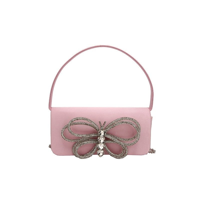 Ladies Bow Handbag $58.68 Dana Fashion Color: Pink Women's Bags Product information: Lining texture: Polyester Applicable scenario: Daily matching Color: white, black, Rose, pink, orange, green, blue, purple Outer bag type: Sandwich pocket Hardness: mediu