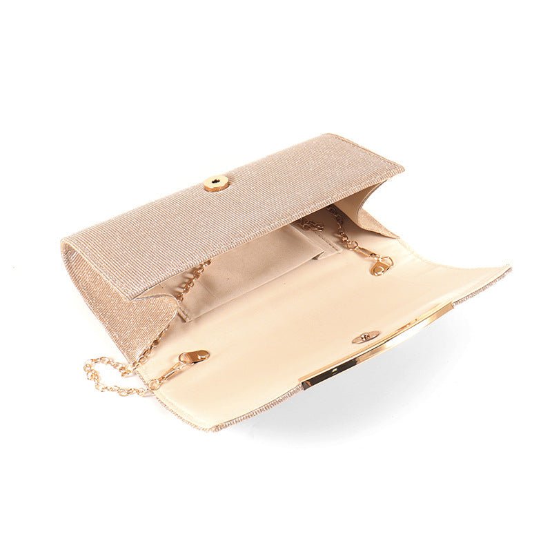 Ladies Dinner Bag Solid Color Flap Chain Crossbody Bag $30.50 Dana Fashion Color: Champagne Women's Bags Product information: Lining texture: Polyester Color: Silver, Champagne Outer bag type: clamshell bag Hardness: medium Material: Polyester Yes/No lini