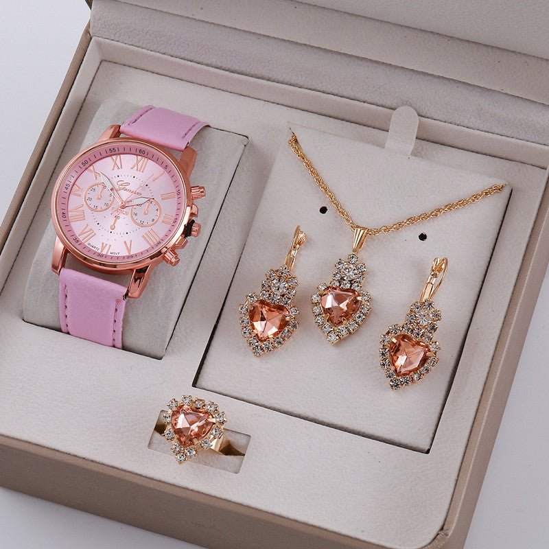 Ladies Graduated Belt Watch Jewelry Set $19.10 Dana Fashion Color: 1 Ornament Suit No Gift Box Women's Accessories Product information: Color: 1 decorative suit (no gift box),2 decorative suit (no gift box),3 decorative suit (no gift box),4 decorative sui