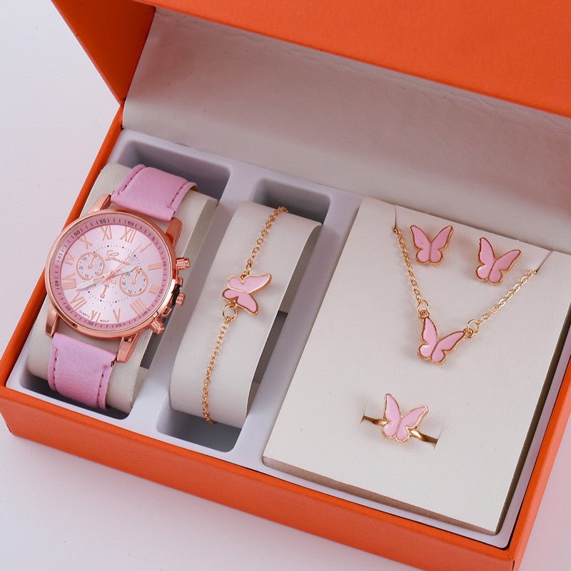 Ladies Graduated Belt Watch Jewelry Set $20.09 Dana Fashion Color: 6 Ornament Suit No Gift Box Women's Accessories Product information: Color: 1 decorative suit (no gift box),2 decorative suit (no gift box),3 decorative suit (no gift box),4 decorative sui