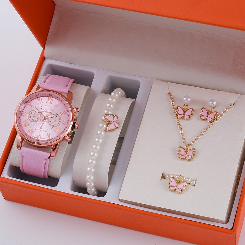 Ladies Graduated Belt Watch Jewelry Set $19.10 Dana Fashion Color: 1 Ornament Suit No Gift Box Women's Accessories Product information: Color: 1 decorative suit (no gift box),2 decorative suit (no gift box),3 decorative suit (no gift box),4 decorative sui