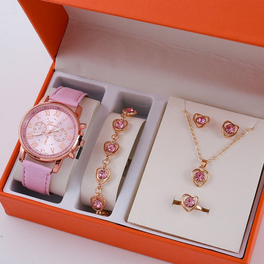 Ladies Graduated Belt Watch Jewelry Set $19.10 Dana Fashion Color: 1 Ornament Suit No Gift Box Women's Accessories Product information: Color: 1 decorative suit (no gift box),2 decorative suit (no gift box),3 decorative suit (no gift box),4 decorative sui