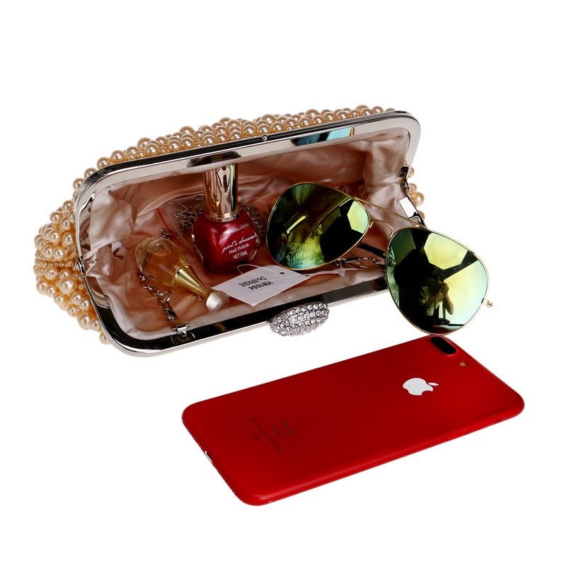 Ladies Handmade Beaded Luxury Banquet Clutch $72.56 Dana Fashion Color: Beige Women's Bags Product information: Product Category: Dinner Bag Material: Polyester Applicable scenarios: Cosmetic bag, travel storage, makeup storage, annual meeting/banquet/par