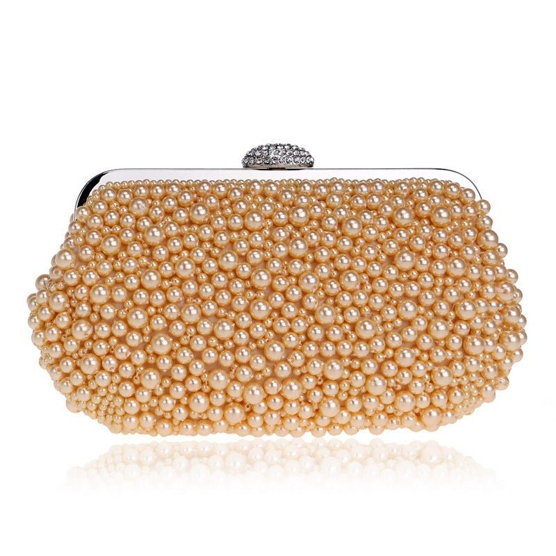 Ladies Handmade Beaded Luxury Banquet Clutch $72.56 Dana Fashion Color: Champagne Women's Bags Product information: Product Category: Dinner Bag Material: Polyester Applicable scenarios: Cosmetic bag, travel storage, makeup storage, annual meeting/banquet