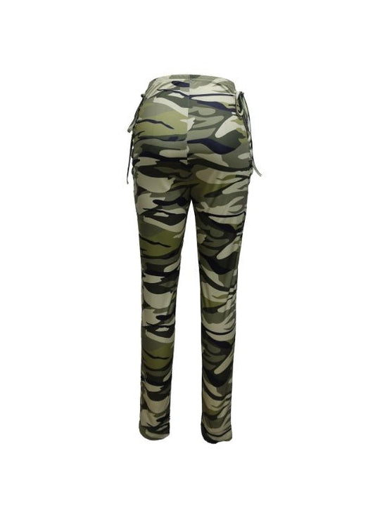 Ladies' Lace Up High Waisted Camouflage Casual Pants $159.50 Dana Fashion Colour: Army green Size: L Baby Clothing Quantity per package: 1 piece Pants Length: long Season:spring and autumntime Style: casual Shape: fit Stretch: lightweight Care instruction