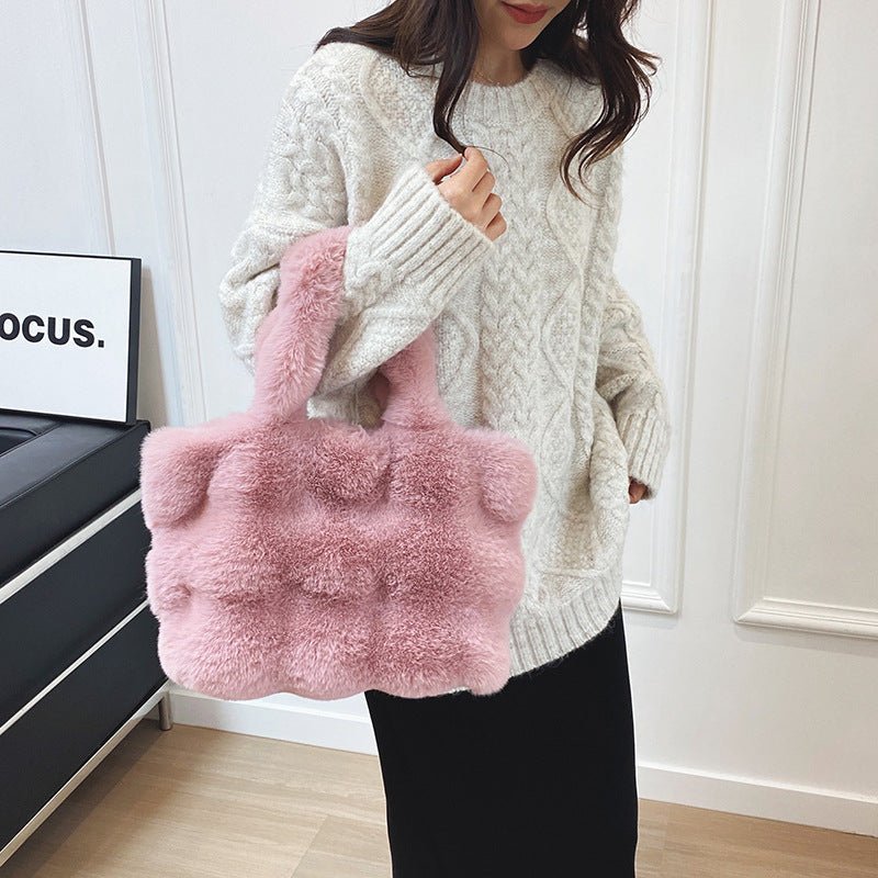 Ladies New Shoulder Large Capacity Plush Bag $22.09 Dana Fashion Color: Gray Women's Bags Product information: Lining texture: Polyester Applicable scenario: Daily configuration Color: khaki, white, gray, pink Outer bag type: Sandwich pocket Hardness: sof