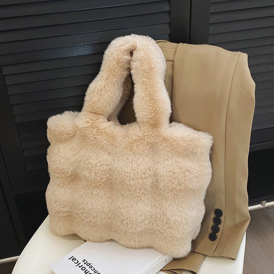 Ladies New Shoulder Large Capacity Plush Bag $22.09 Dana Fashion Color: Gray Women's Bags Product information: Lining texture: Polyester Applicable scenario: Daily configuration Color: khaki, white, gray, pink Outer bag type: Sandwich pocket Hardness: sof