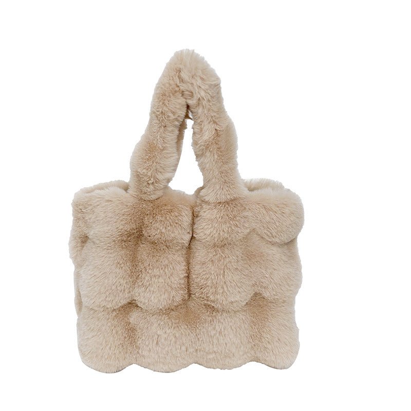 Ladies New Shoulder Large Capacity Plush Bag $22.09 Dana Fashion Color: Gray Women's Bags Product information: Lining texture: Polyester Applicable scenario: Daily configuration Color: khaki, white, gray, pink Outer bag type: Sandwich pocket Hardness: sof
