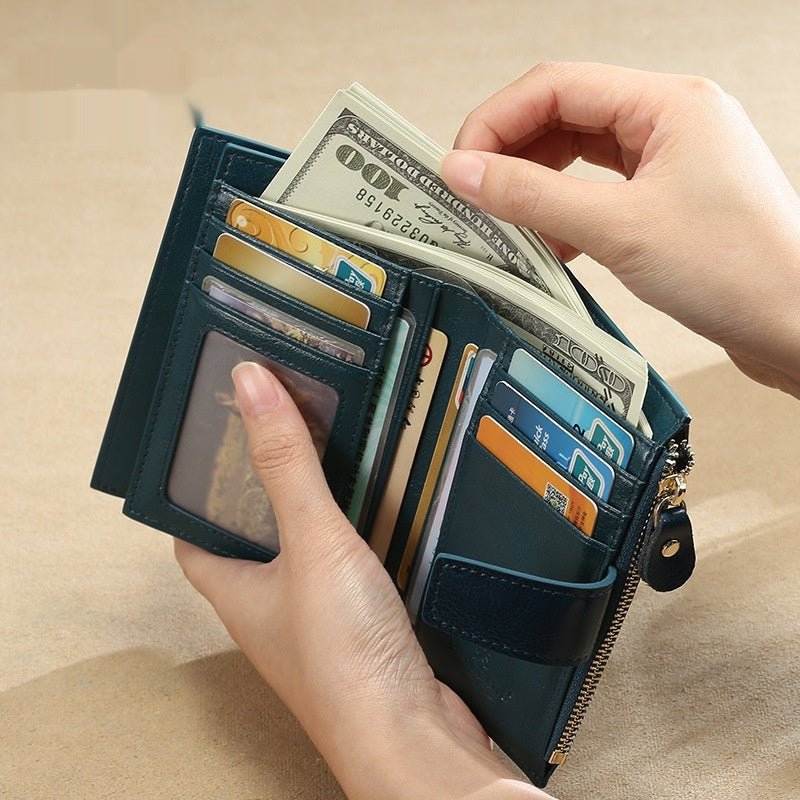 Ladies' RFID Anti-theft Swiping Zipper Hasp Multifunctional Coin Purse $49.50 Dana Fashion Color: MBQ3836BL Blue Women's Bags Product information: Pattern: solid color Lining texture: Polyester Applicable scenario: Daily configuration Color: MBQ3836BL Blu