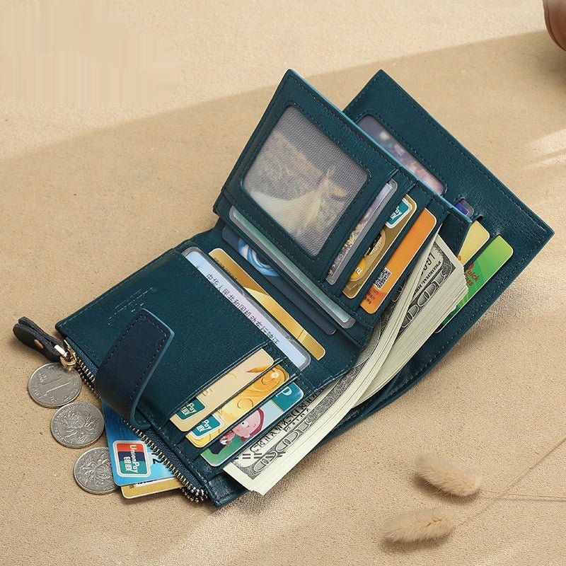 Ladies' RFID Anti-theft Swiping Zipper Hasp Multifunctional Coin Purse $49.50 Dana Fashion Color: MBQ3836BL Blue Women's Bags Product information: Pattern: solid color Lining texture: Polyester Applicable scenario: Daily configuration Color: MBQ3836BL Blu