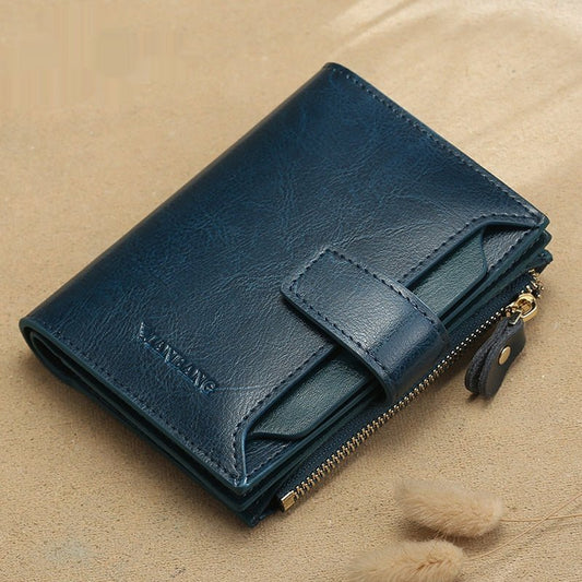 Ladies' RFID Anti-theft Swiping Zipper Hasp Multifunctional Coin Purse $49.50 Dana Fashion Color: MBQ3836BL Blue Women's Bags Product information: Pattern: solid color Lining texture: Polyester Applicable scenario: Daily configuration Color: MBQ3836BL Blu