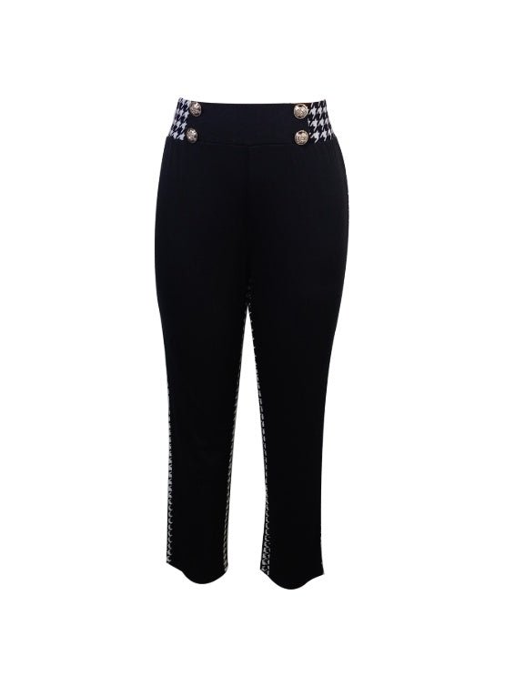 Ladies' Solid Color Herringbone Button Fashionable Slimming Casual Pants $159.00 Dana Fashion Colour: Black Size: L Women's clothing Quantity per package: 1 piece Pants Length: long Season: Spring and autumntime Style: casual Shape: fit Stretch: lightweig