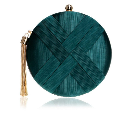 Lady Evening Bags $70.00 Dana Fashion Color: Dark green Women's Bags Material silk Fabric texture synthetic leather Lining texture polyester Strap root number: double root Pattern stripe Hardness: hard Color red, blue, black, deep purple, pink, gold, silv