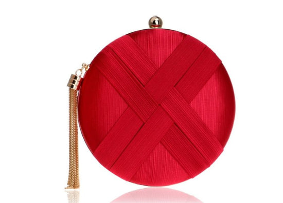 Lady Evening Bags $70.00 Dana Fashion Color: Red Women's Bags Material silk Fabric texture synthetic leather Lining texture polyester Strap root number: double root Pattern stripe Hardness: hard Color red, blue, black, deep purple, pink, gold, silver, dar