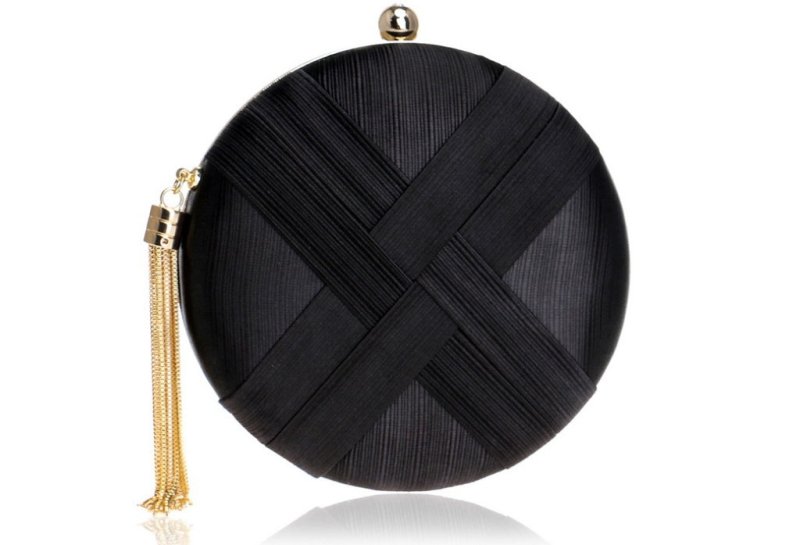Lady Evening Bags $70.00 Dana Fashion Color: Black Women's Bags Material silk Fabric texture synthetic leather Lining texture polyester Strap root number: double root Pattern stripe Hardness: hard Color red, blue, black, deep purple, pink, gold, silver, d