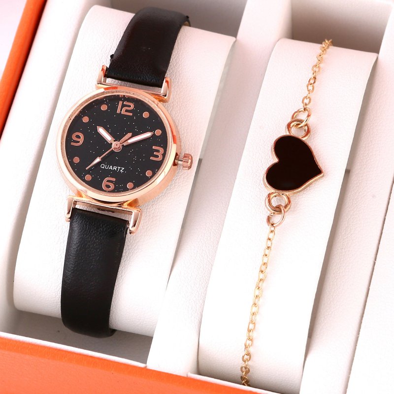 Lady Temperament Heart Bracelet Quartz Watch Suit $12.00 Dana Fashion Color: Dot Digital Bracelet Suit Women's Accessories Product information: Color: Number black bracelet suit, number White bracelet suit, point number bracelet suit, small number mixed r