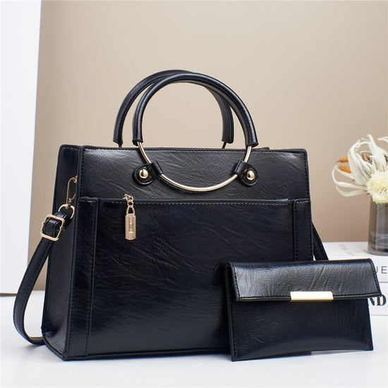 Large Capacity Bag Women's Special-interest Design Handbag Two-piece Set $40.00 Dana Fashion Color: Black Size: 28x11x22cm Women's Bags Product information: Lining texture: Polyester Applicable scenarios: Daily matching Color: yellow, black, green, red, b