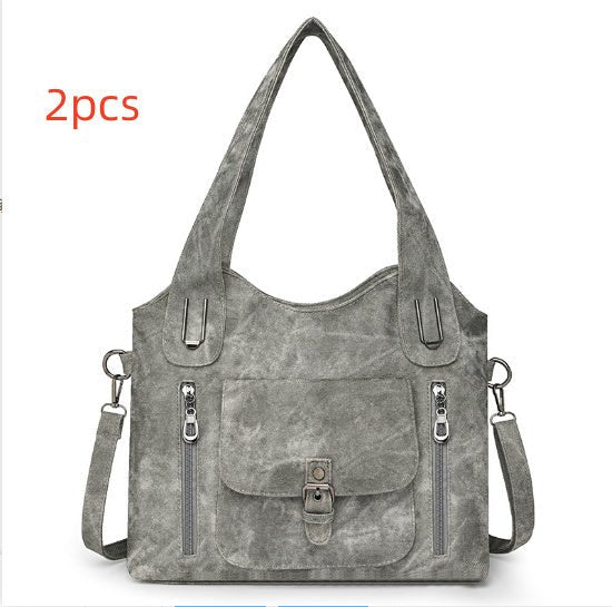 Large Capacity Casual Ladies Bag Crossbody Portable $114.31 Dana Fashion Color: Gray quantity: 2PCS Women's Bags Product information: Lining texture: Polyester Fiber Applicable scenarios: Daily matching Hardness: soft Material: PU Suitcase shape: Horizont