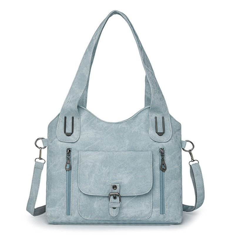 Large Capacity Casual Ladies Bag Crossbody Portable $59.41 Dana Fashion Color: Light Blue quantity: 1PCS Women's Bags Product information: Lining texture: Polyester Fiber Applicable scenarios: Daily matching Hardness: soft Material: PU Suitcase shape: Hor