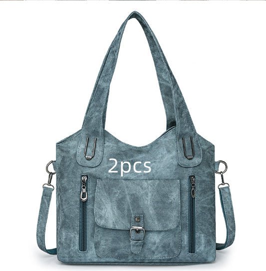 Large Capacity Casual Ladies Bag Crossbody Portable $114.53 Dana Fashion Color: Peacock Blue quantity: 2PCS Women's Bags Product information: Lining texture: Polyester Fiber Applicable scenarios: Daily matching Hardness: soft Material: PU Suitcase shape: