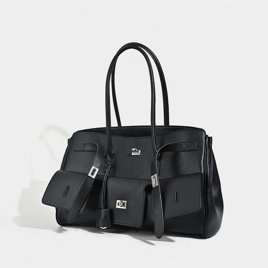 Large Capacity Commuter Shoulder Bag Female Tote Wings Style Bag $129.50 Dana Fashion Color: Black Silver Buckle Women's Bags Product information: Style: shoulder crossbody handbag Shoulder strap style: Single Closing method: Lock Color classification: bl