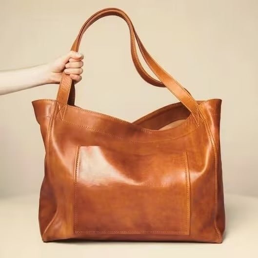 Large Capacity Oil Wax Tote Bags for Women Shoulder Bag $49.00 Dana Fashion Color: Golden brown Women's Bags Product Information: Color: black, golden brown, reddish brown Style: European and American retro Material: PU Trendy Bags Style: Tote Bag Bag siz