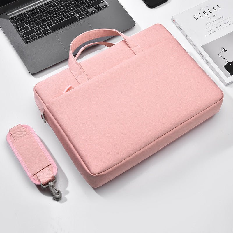 Large Capacity One Shoulder Waterproof Shockproof 15-16 Inch Laptop Bag $55.00 Dana Fashion Color: Pink Size: 14 inches Women's Bags Product information: Pattern: solid color Lining texture: Polyester Color: light gray, black, sky blue, pink Applicable ge