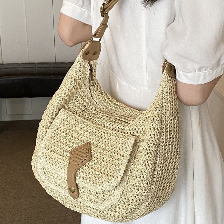 Large Capacity Straw Bag Women's All-match One-shoulder Crossbody $38.99 Dana Fashion Color: Beige Women's Bags Product information: Lining texture: Polyester Color: Milky White, khaki Material: Straw Bag internal structure: zipper change bag Popular elem